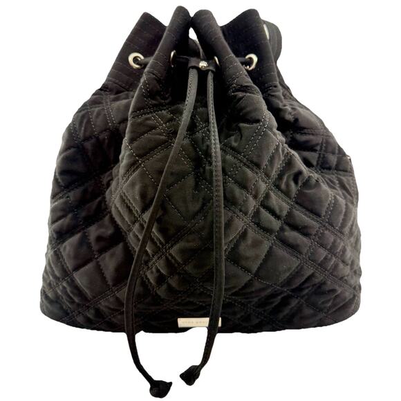 Vera Bradley Black Quilted Bucket Drawstring Crossbody Bag Zebra Lining EUC - Picture 6 of 16